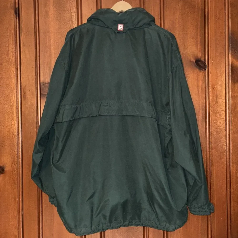 VTG Chaps Ralph Lauren Windbreaker Men Large Green Tartan Hooded Pullover Vented